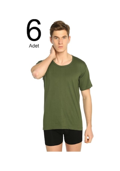 Seher 6'lı Paket Açık Yaka Erkek Fanila Haki