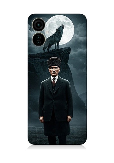 Tecno Camon 19 Neo Uyumlu Dolunayda Gölge Ve Lider Atatürk Desenli Silikon Kılıf Çok Renkli