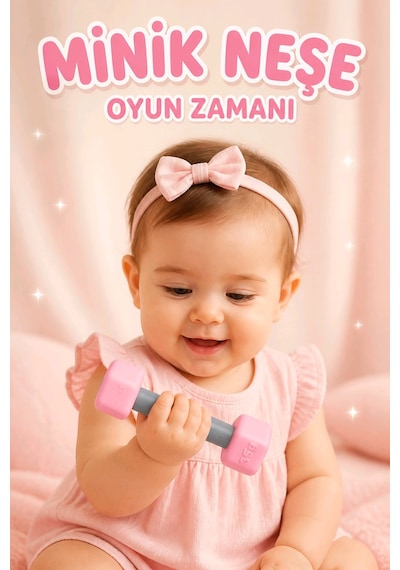 Dambıl Bebek Çıngırağı Fitness Temalı Oyuncak Dumbell 14 CM Yenidoğan - Beyaz
