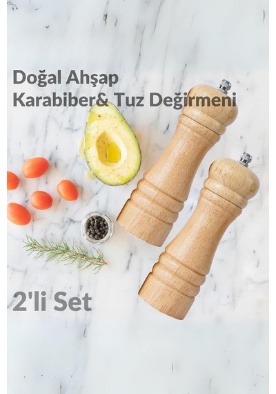 Mithra Life 2 Li Büyük Boy Bambu Gövdeli Tuz Karabiber Değirmeni Öğütücü Kahverengi Mıt1249 Diğer