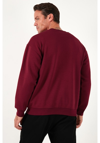 Buratti Regular Fit Bisiklet Yaka Pamuklu Içi Tüylü Yumuşak Şardonlu Erkek Sweat 5905255 Bordo