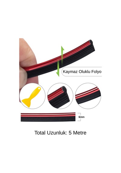 Siolanzi Araç İçi Dekorasyon Trim Şeridi 5 Metre Kırmızı
