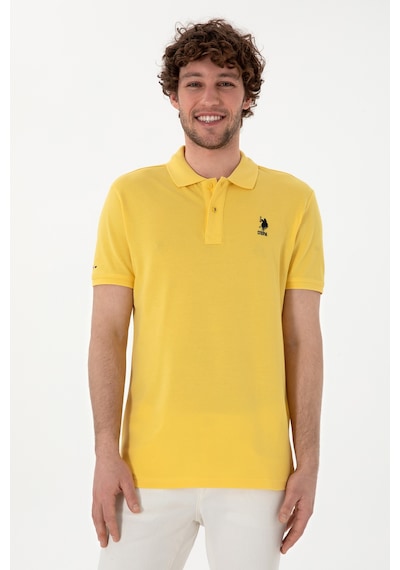 U.S. Polo Assn. Erkek Slim Fit Polo Yaka Sarı Basic Tişört 50298041-VR044
