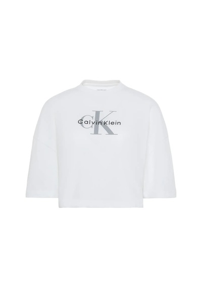 Calvin Klein Ss Boxy Crop Monolog, Yaf Beyaz Kadın T-shirt