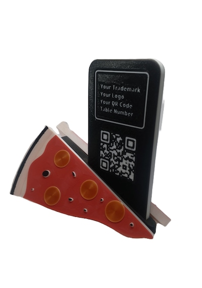 Mottopi Qr Menü Standı Pizza Dilim Tasarım / Dijital Menü Modern Stand,qr Menü Masaüstü Standı - 1 Adet Çok Renkli