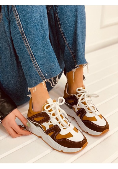 Erva'nın Butiği Taba Hardal Travis Kadın Sneakers-2724 Taba Hardal Süet