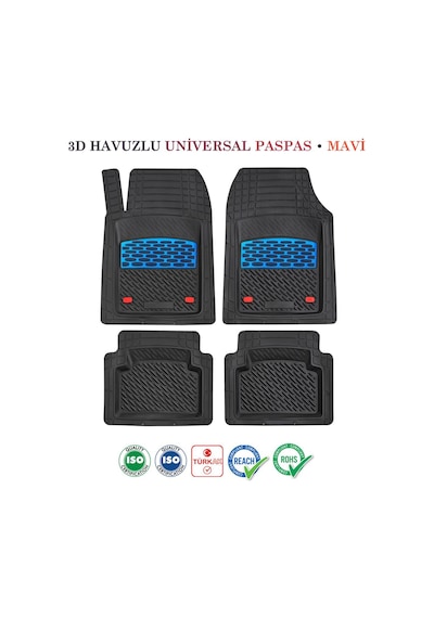 Bmw 5 Serisi E61 2007-2010 Touring Uyumlu 3d Havuzlu Universal Paspas Siyah Krom Mavi