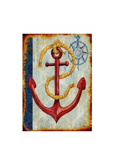 Bedeko Gemici Çapası Dekoratif Ahşap Tablo 50 Cm X 70 Cm