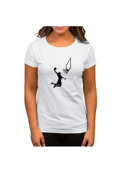 Basketball Smack Silhouette Beyaz Kadın Tişört Beyaz
