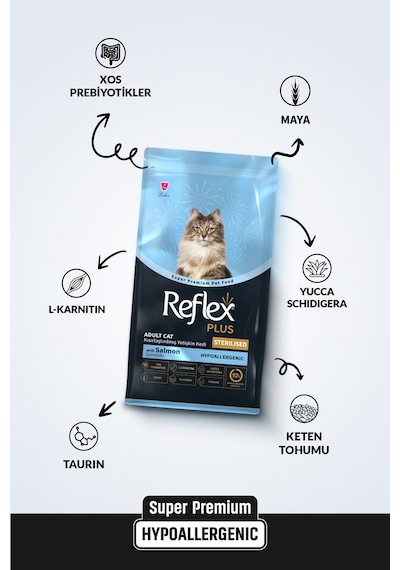 Reflex Plus Hipoalerjenik Kısırlaştırılmış / Sterilised Somonlu Yetişkin Kedi Maması 1,5 Kg
