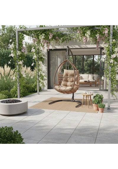 Rehome Malta Tek Kişilik Rattan Bahçe Salıncağı Açık Kahve Açık Kahverengi
