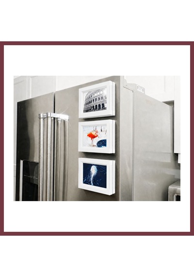 Storeşahin 3d Baskı 3lü Magnet Fotoğraf Çerçevesi Seti - Buzdolabı İçin Mini Manyetik Resim Çerçevesi, Dekoratif Magnet-beyaz Shn0720