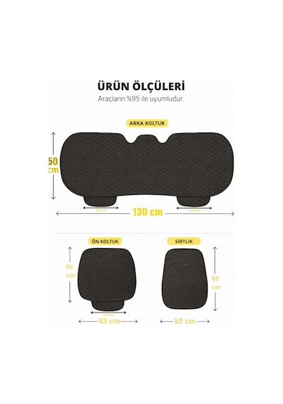 Deri-vinil Oto Minder Seti Gümüş 7 Parça