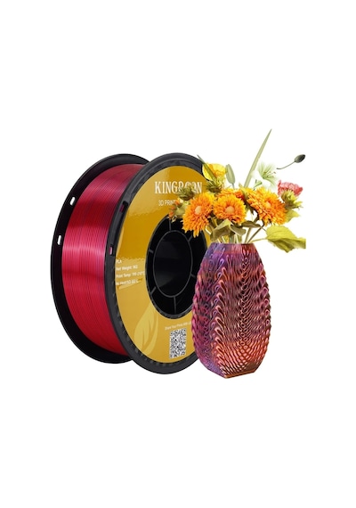 Üç Renkli Silk Pla Filament - Kırmızı Altın Mavi Canlı Parlak Renk Geçişi 1.75mm 1 Kg