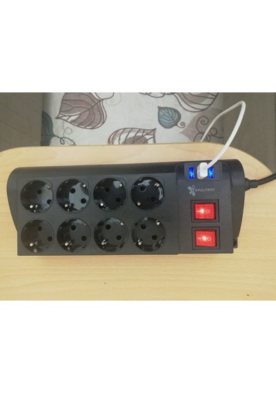 Korumalı Priz Dayanıklı Çocuk Koruması 8'li Priz Sekizli 3 Usb'li 2 Mt Yüksek Akım Dirençli Kablo Priz Ftr-08 0
