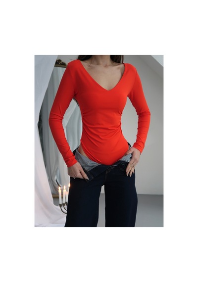 Paw Garage Kadın V Yaka Polyamid Bodysuit Beyaz