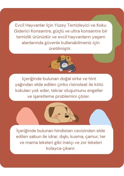 Pureal Evcil Hayvanlar İçin Doğal Yüzey Temizleyici ve Koku Giderici Konsantre 500 ML