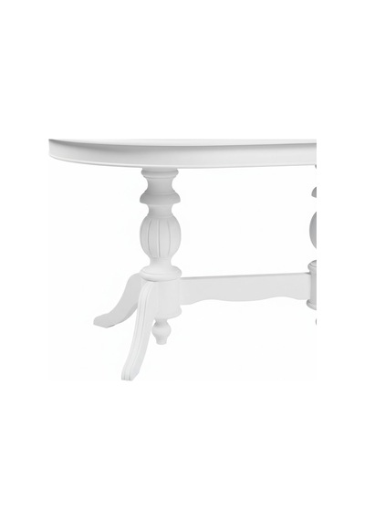 Montclair Çift Baba Ayaklı Masif Ahşap Oval Yemek Masası 90x140 Beyaz