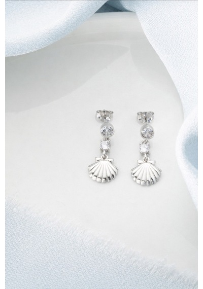 Çekirdekjewelry 925 Ayar Gümüş İstiridye Küpe Gri