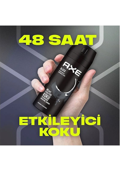 Axe Erkek Deodorant & Bodyspray Black 48 Saat Etkileyici Koku Vücut Spreyi 150 Ml