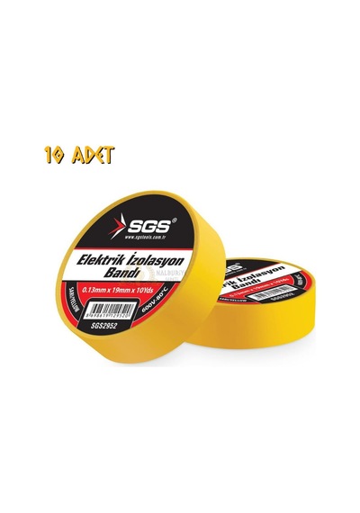 Sgs Elektrik İzolasyon Bandı - Sarı - 19 Mm X 9 Mt. - 10 Adet