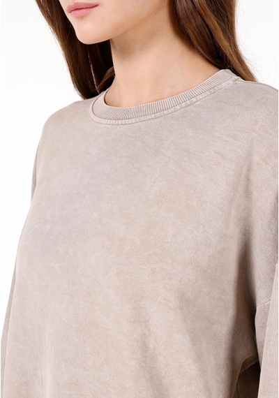 Colins Comfort Fit Yuvarlak Yaka Kadın Bej Sweatshirt Cl1070192 Q1.v2 Beı Bej