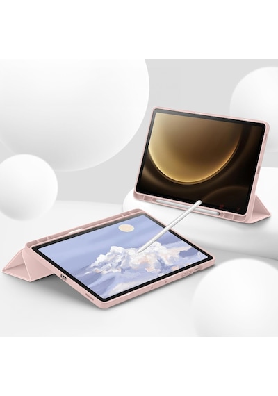 Samsung Galaxy Uyumlu Tab S9 Plus X810 12.4 İnç Kılıf Premium Silikon Kalem Bölmeli Smart Case Kapaklı Kılıf