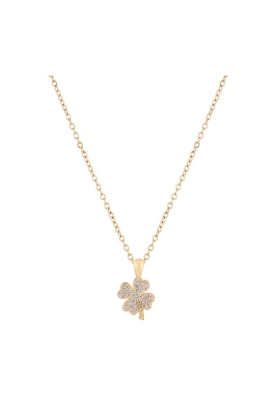 Yonca Zirkon Kolye Gold 45 Cm Altın