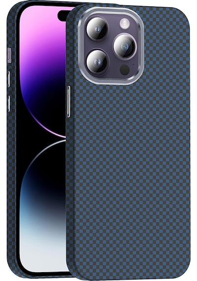 Apple Uyumlu iPhone 14 Pro Max Kılıf M-safe Şarj Özellikli Karbon Fiber Görünümlü Zore Gros Kapak Lacivert
