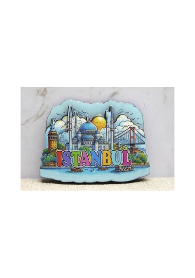 Ahşap İstanbul Temalı Buzdolabı Magneti 10x7 Cm