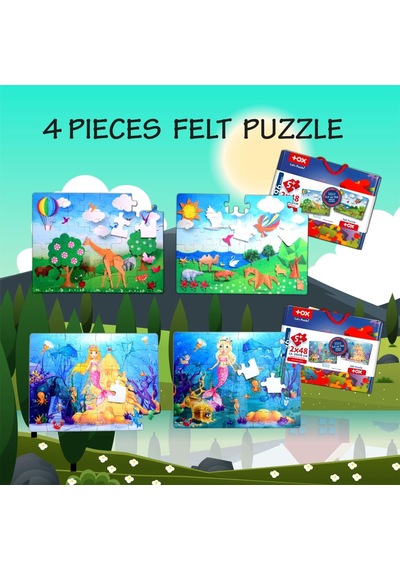 4 Set 96 Parça Tox Origami Ve Deniz Kızı 5+ Keçe Yapboz 5 Yaş