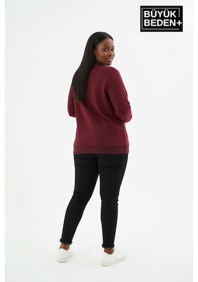 Süperlife Kadın Büyük Beden Yelken Baskılı Bisiklet Yaka İnce Sweatshirt Spr26bswk956-11 Bordo Süperlife Kadın Büyük Beden Yelken Baskılı Bisiklet Yaka İnce Sweatshirt Spr26bswk956-11 Bordo