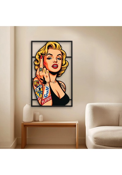 Dövmeli Pop Art İkon - Metal Tablo - Dec0344 32 X 50 Cm Çok Renkli