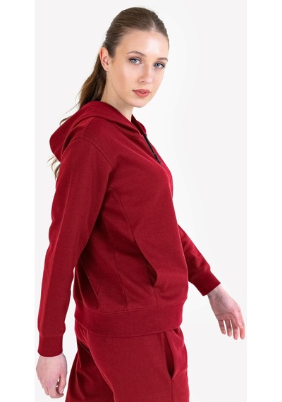 Lescon Kadın Fermuarlı Kapüşonlu Sweatshirt 23N-2219 Kırmızı