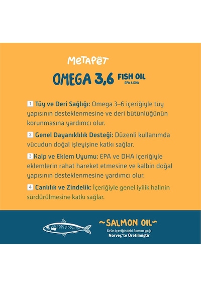 Köpekler İçin Somon Balık Yağı Omega 3-6, Epa & Dha 200 Ml