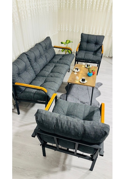Madame Home Begonvil Balkon, Bahçe - Metal Kanepe Koltuk Takımı 3+1+1 + Sehpa Antrasit Madame Home Begonvil Balkon, Bahçe - Metal Kanepe Koltuk Takımı 3+1+1 + Sehpa Antrasit