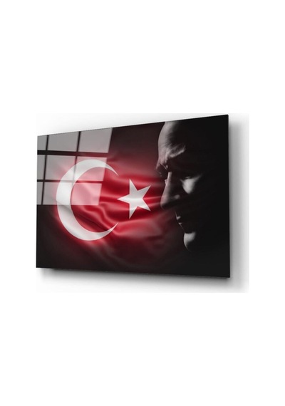 Miyrem Glasses Collection -a1^ Türk Bayrağı Ve Atatürk Silüet 2 Cam Tablo