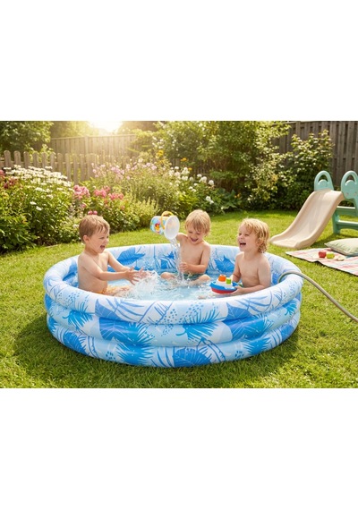 3 Halkalı Şişme Çocuk Havuzu 122 Cm X 25 Cm Mavi 51641 Açık Mavi