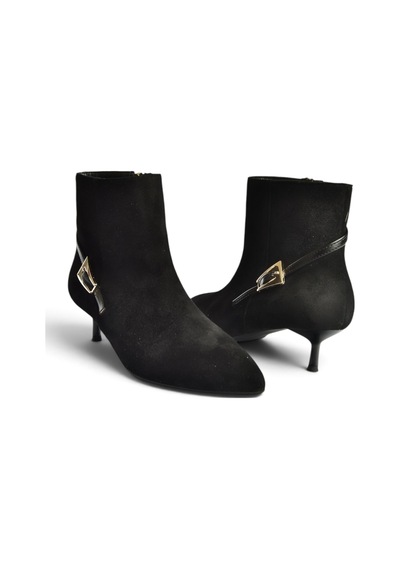 Fox Shoes Z518031102 Siyah Süet İnce Topuklu Kadın Bot