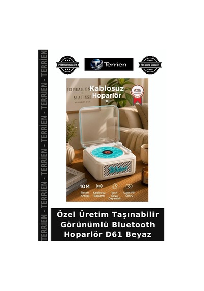 Özel Üretim Taşınabilir Görünümlü Bluetooth Hoparlör D61 Beyaz