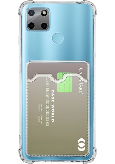 Kvy Realme C25y Kamera Korumalı Kartlıklı Setra Şeffaf Silikon Kılıf