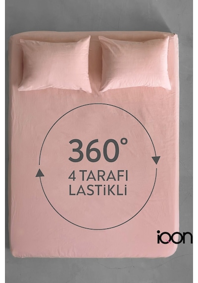 İqon Ranforce Dokuma Lastikli Çarşaf Takımı Tek Kişilik - 21 Renk Somon