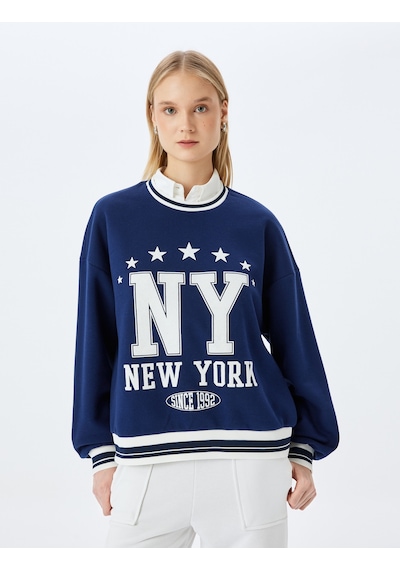Koton Kolej Baskılı Biyeli Bisiklet Yaka Şardonlu Oversize Sweatshirt Lacivert 5wal10832ık Lacivert Koton Kolej Baskılı Biyeli Bisiklet Yaka Şardonlu Oversize Sweatshirt Lacivert 5wal10832ık Lacivert
