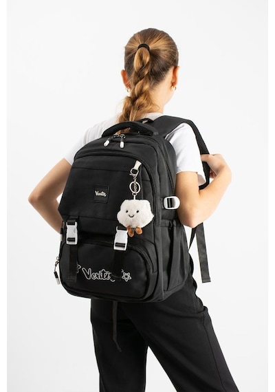 Ventis Unisex Okul Çantası Ortaokul Lise Maskotlu Sırt Çantası 43 30 Cm Su Geçirmez Kumaş Vnt4-g Siyah