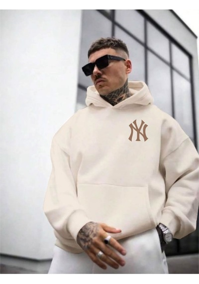 Altamira Erkek Ön Arka Ny Baskılı Kapüşonlu Sweatshirt 001