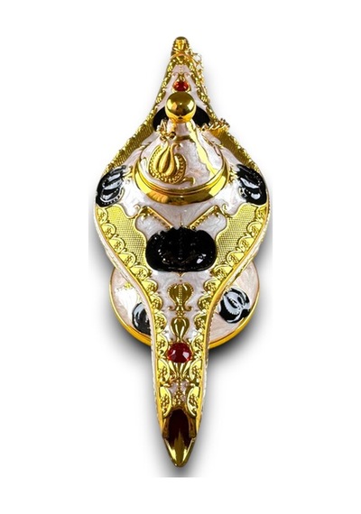 Aladdin Sihirli Lambası Mineli Renkli İşlemeli Dekoratif Biblo Alaattin Metal Çelik 22x11 CM