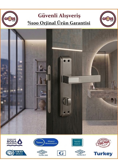 Sofuoğlu Asude Aynalı Kapı Kolu - Antrasit Saten - Wc Banyo - Sol