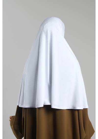 Hürrem Bone Beyaz Pratik Hazır Geçmeli Tesettür Eşarp Viskon Pratik Namaz Örtüsü 2201 42 Beyaz