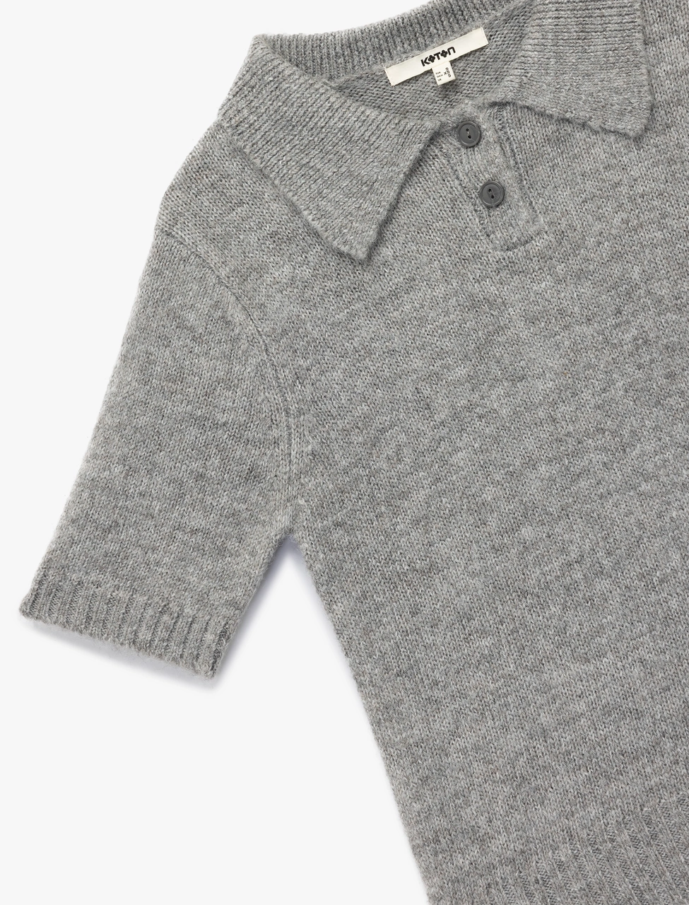Koton Regular Fit Kısa Kollu Polo Yaka Triko Kazak Gri 6wak90107ht Gri