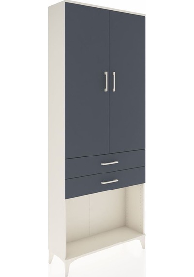 Arges Dolap 2 Raflı 2 Çekmeceli Tek Askılı 88x30x221 Aytaşı-antrasit Aytası